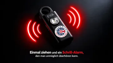 Ein 130 dB lauter Alarm ertönt sofort.